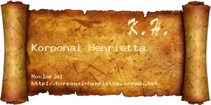 Korponai Henrietta névjegykártya